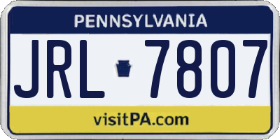 PA license plate JRL7807
