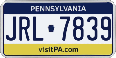 PA license plate JRL7839