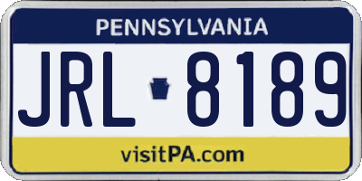 PA license plate JRL8189