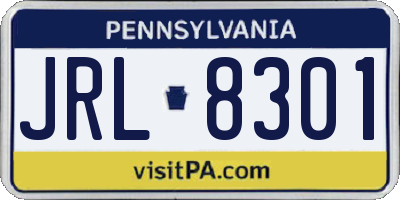 PA license plate JRL8301