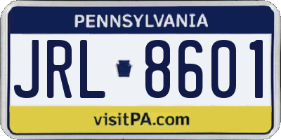 PA license plate JRL8601