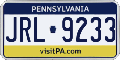 PA license plate JRL9233