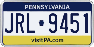 PA license plate JRL9451