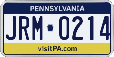 PA license plate JRM0214