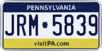 PA license plate JRM5839