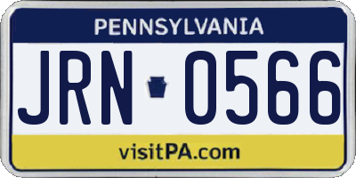 PA license plate JRN0566