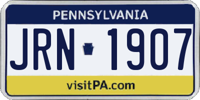PA license plate JRN1907