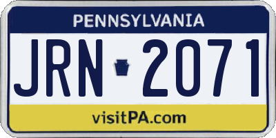 PA license plate JRN2071