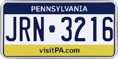 PA license plate JRN3216