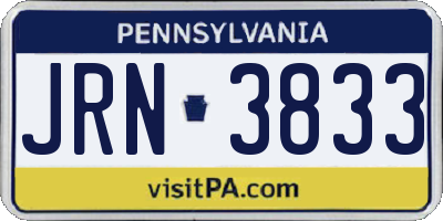PA license plate JRN3833