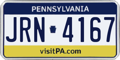 PA license plate JRN4167