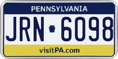 PA license plate JRN6098