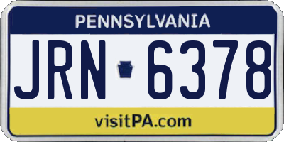 PA license plate JRN6378