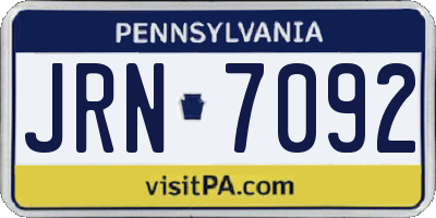 PA license plate JRN7092