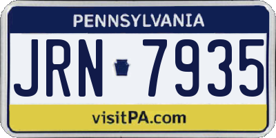 PA license plate JRN7935