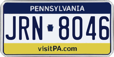 PA license plate JRN8046