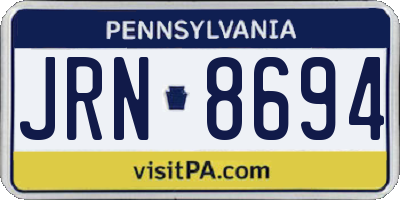 PA license plate JRN8694