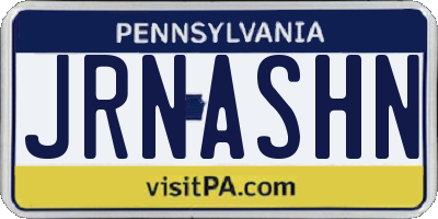 PA license plate JRNASHN