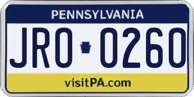 PA license plate JRO0260