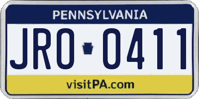 PA license plate JRO0411