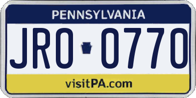 PA license plate JRO0770