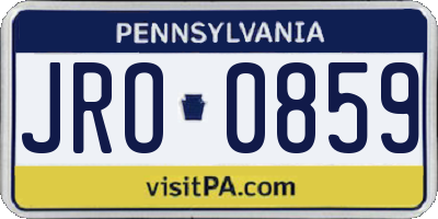 PA license plate JRO0859