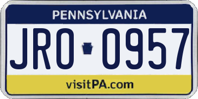PA license plate JRO0957