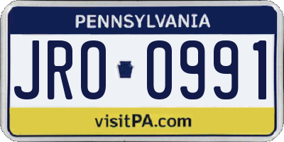 PA license plate JRO0991