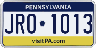 PA license plate JRO1013