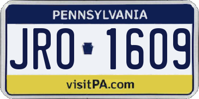 PA license plate JRO1609