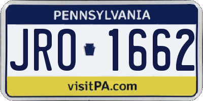 PA license plate JRO1662