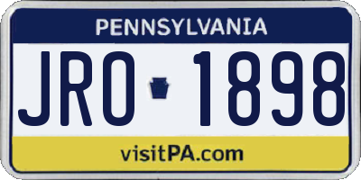 PA license plate JRO1898