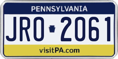PA license plate JRO2061