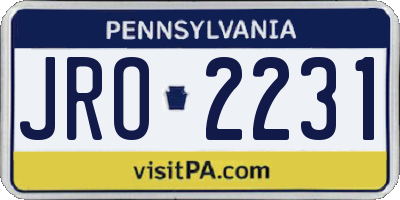 PA license plate JRO2231
