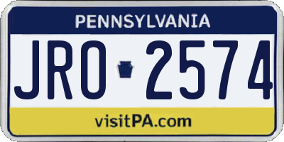 PA license plate JRO2574