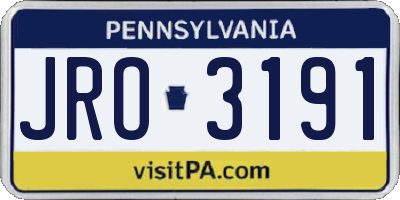 PA license plate JRO3191