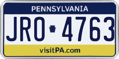 PA license plate JRO4763