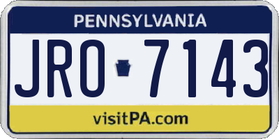 PA license plate JRO7143