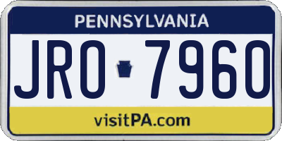 PA license plate JRO7960