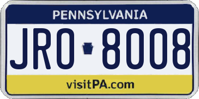PA license plate JRO8008