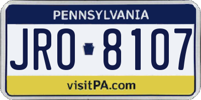 PA license plate JRO8107