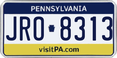 PA license plate JRO8313