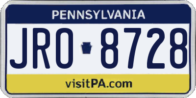 PA license plate JRO8728