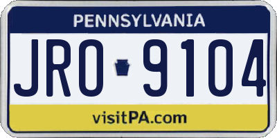 PA license plate JRO9104