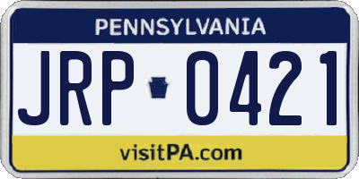 PA license plate JRP0421