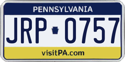 PA license plate JRP0757