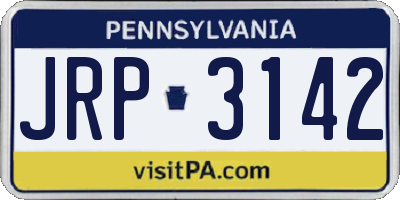 PA license plate JRP3142