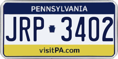 PA license plate JRP3402