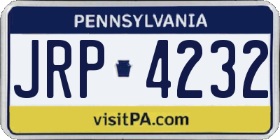 PA license plate JRP4232