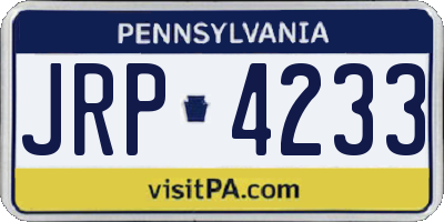 PA license plate JRP4233
